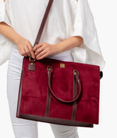 Burgundy suede laptop bag
